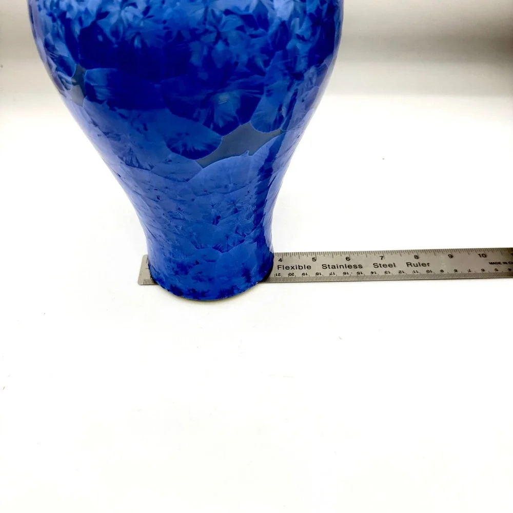Jingdezhen Home Vase 12in Ceramic Crystalline Glaze Blue Red Flared